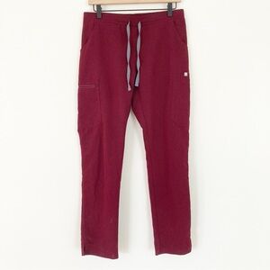 Figs Women's Maroon Jogger Sweatpants with Gray Drawstring